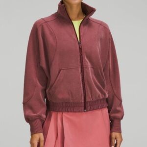Lululemon Brushed Softstreme Funnel Neck Zip Up Color:Red Merlot Size:4 runs big